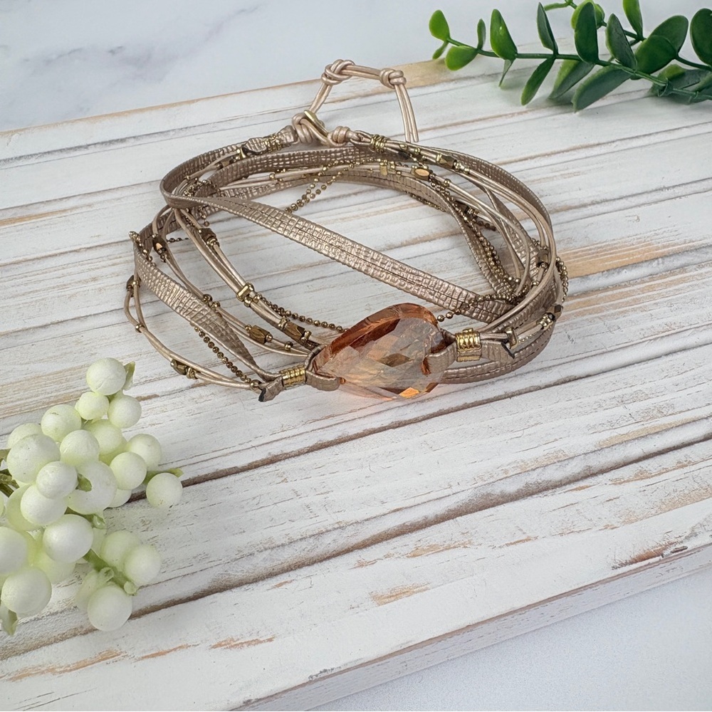 Nakamol Elegant Gold Wrap Bracelet with Crystal Accent